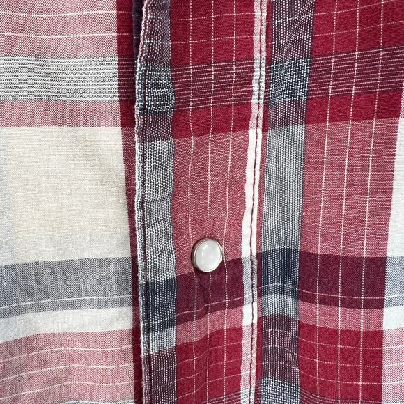 Vintage Levi's Red Blue White Plaid Striped Casual Pearl Snap Western Men's XXL - Picture 12 of 12